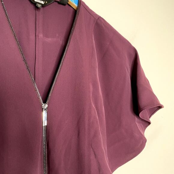 TED BAKER LONDON Kasiane Burgundy Poplin Exposed Zip Hourglass Midi Dress Sz XS - Picture 5 of 11